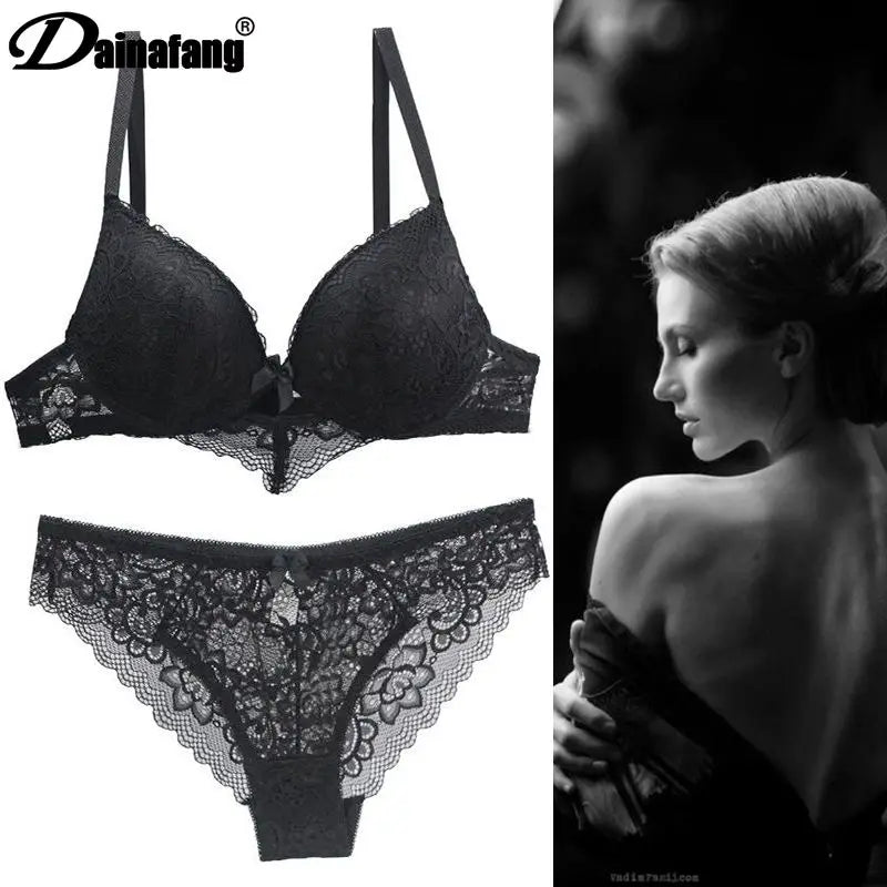 Lace Drill Bras Set Women Plus Size Push Up Underwear - www.SharpDuds.com