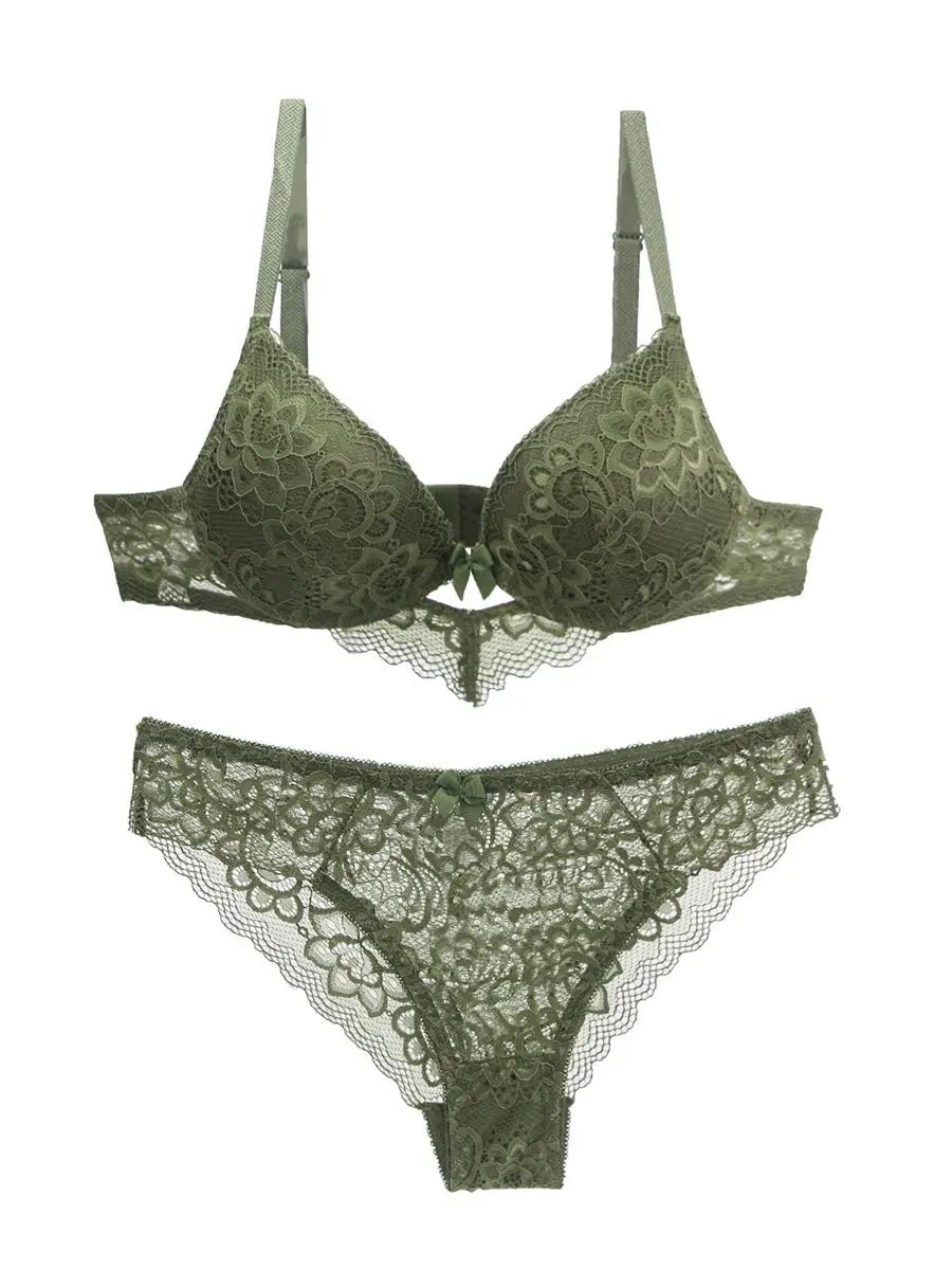 Lace Drill Bras Set Women Plus Size Push Up Underwear - www.SharpDuds.com