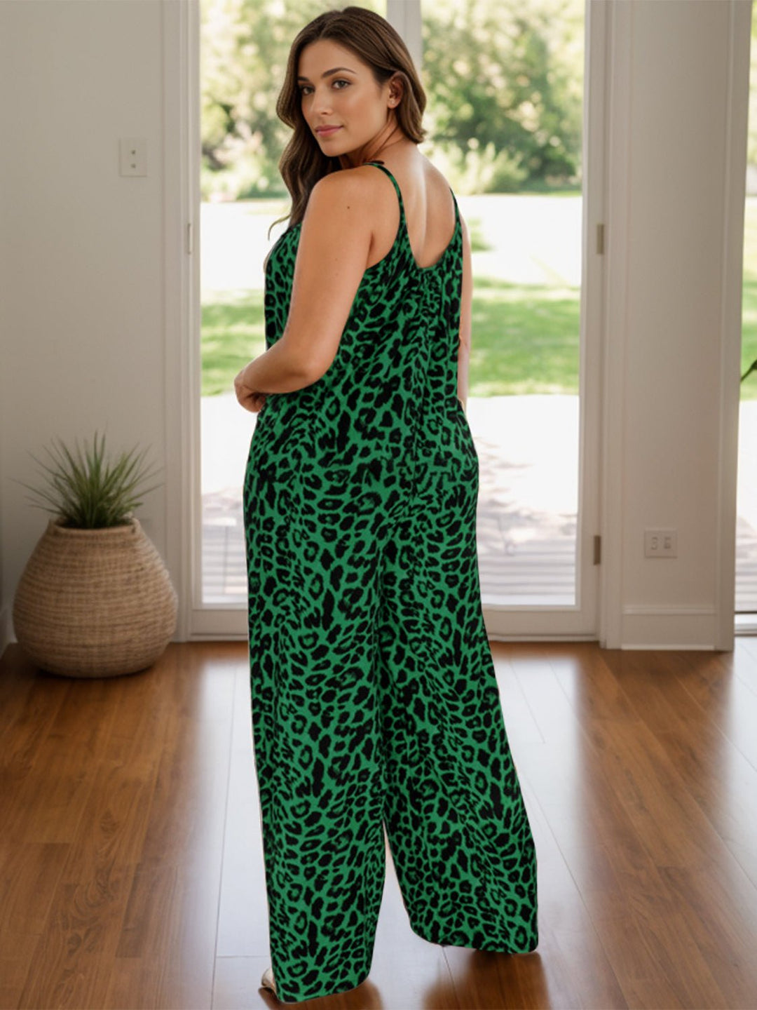 Leopard Scoop Neck Wide Leg Jumpsuit - SharpDuds