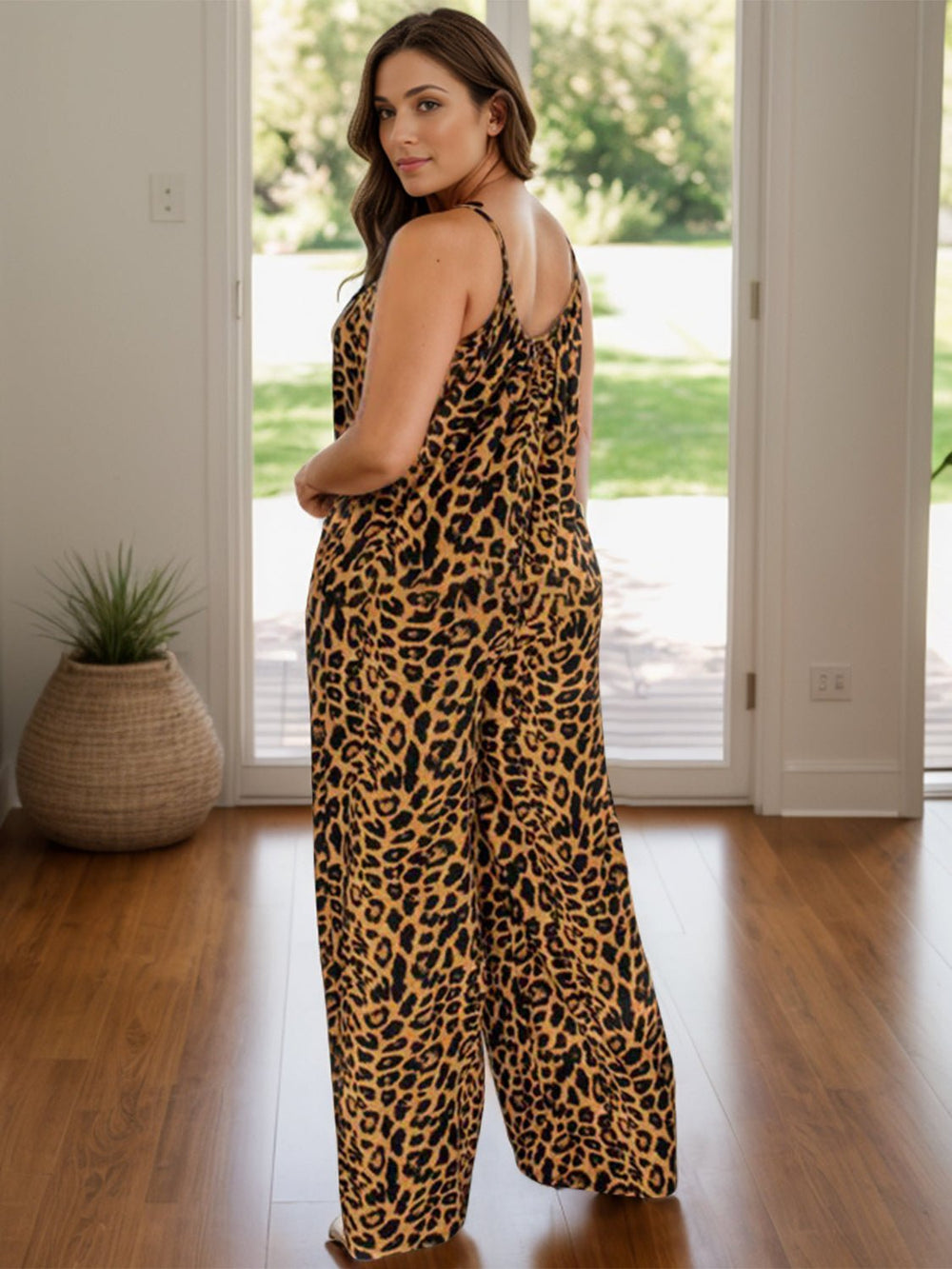 Leopard Scoop Neck Wide Leg Jumpsuit - SharpDuds