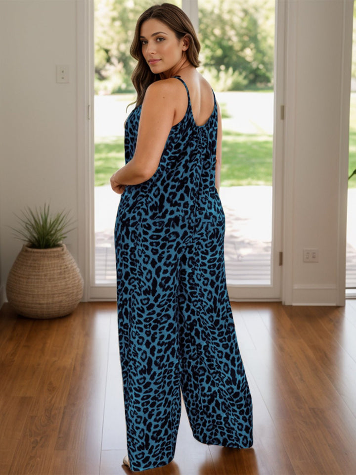 Leopard Scoop Neck Wide Leg Jumpsuit - SharpDuds