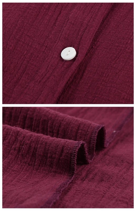 Linen Lapel Button Raglan Short Sleeve Shirt - SharpDuds