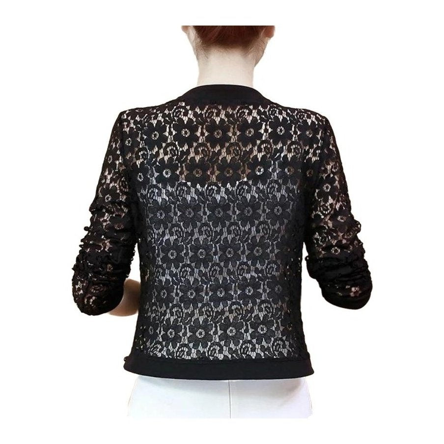 Long Sleeve Hollow Lace Jacket - www.SharpDuds.com