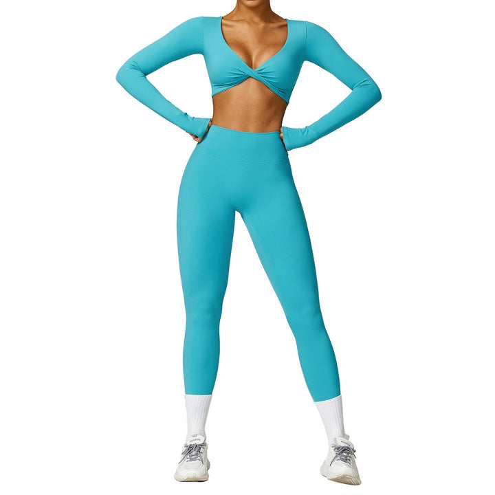 Long Sleeve Quick-Drying Running Fitness Two-piece Sports/ Yoga Suit - www.SharpDuds.com