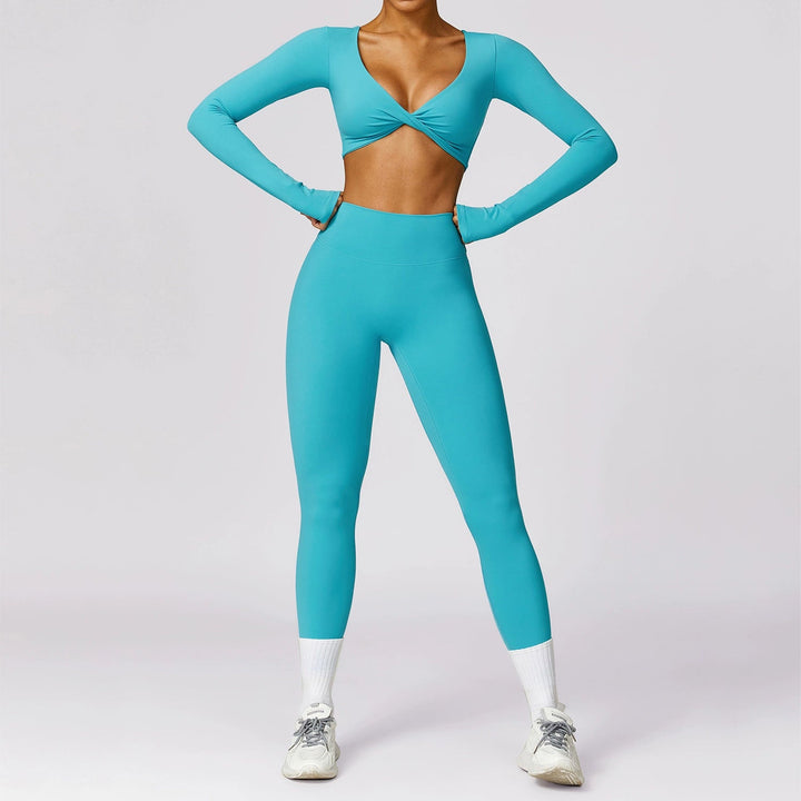 Long Sleeve Quick-Drying Running Fitness Two-piece Sports/ Yoga Suit - www.SharpDuds.com