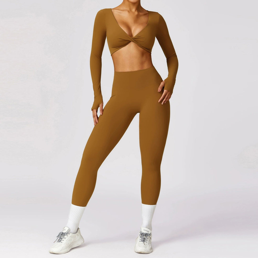 Long Sleeve Quick-Drying Running Fitness Two-piece Sports/ Yoga Suit - www.SharpDuds.com