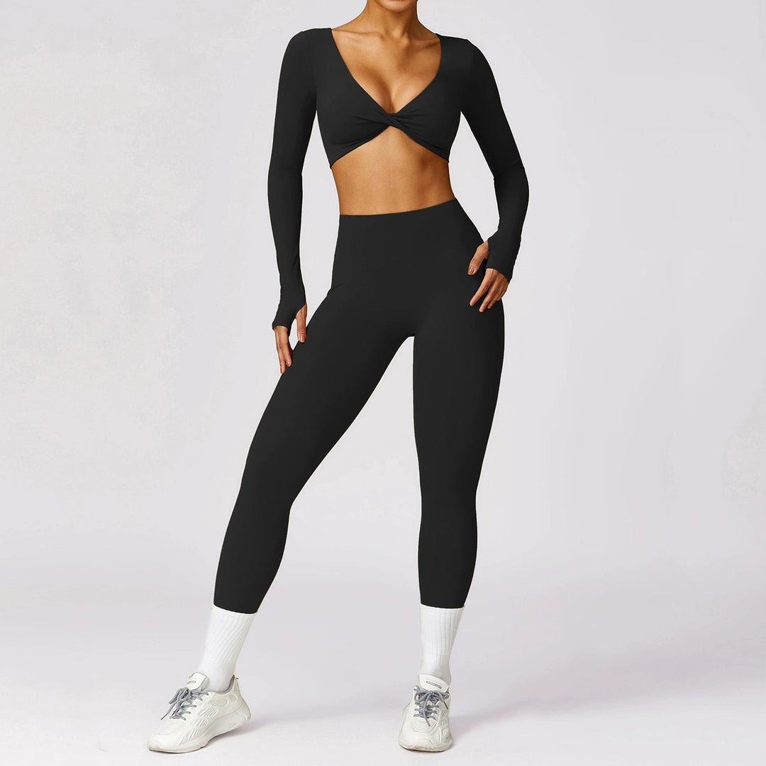 Long Sleeve Quick-Drying Running Fitness Two-piece Sports/ Yoga Suit - www.SharpDuds.com