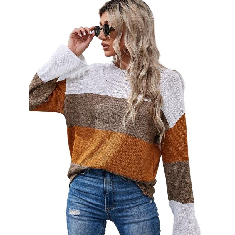 Loose Stitching Long Sleeve Sweater - SharpDuds.com