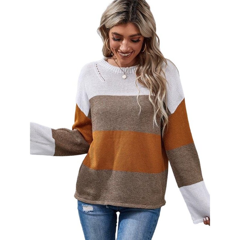 Loose Stitching Long Sleeve Sweater - SharpDuds.com