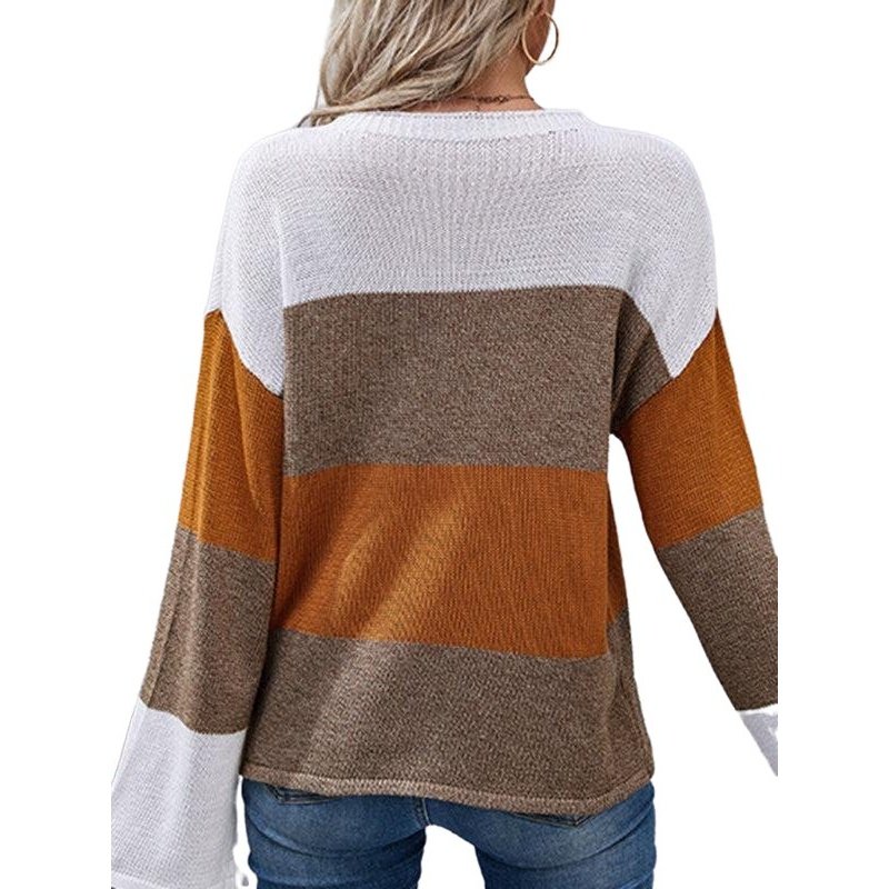 Loose Stitching Long Sleeve Sweater - SharpDuds.com