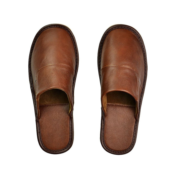 Luxury Split Leather Men's Home Slippers - www.SharpDuds.com