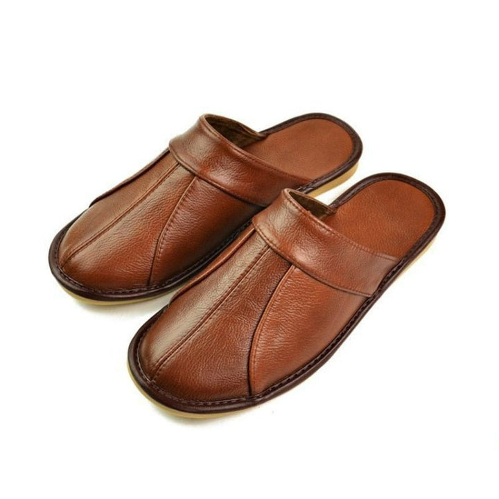 Luxury Split Leather Men's Home Slippers - www.SharpDuds.com