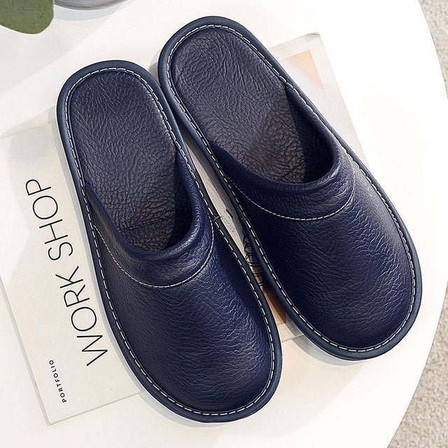 Luxury Split Leather Men's Home Slippers - www.SharpDuds.com