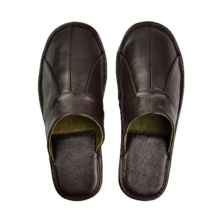 Luxury Split Leather Men's Home Slippers - www.SharpDuds.com