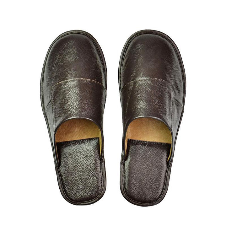 Luxury Split Leather Men's Home Slippers - www.SharpDuds.com