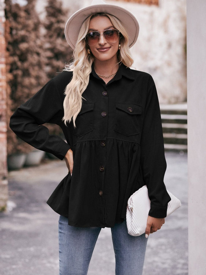 Mandy Collared Neck Long Sleeve Shirt - SharpDuds