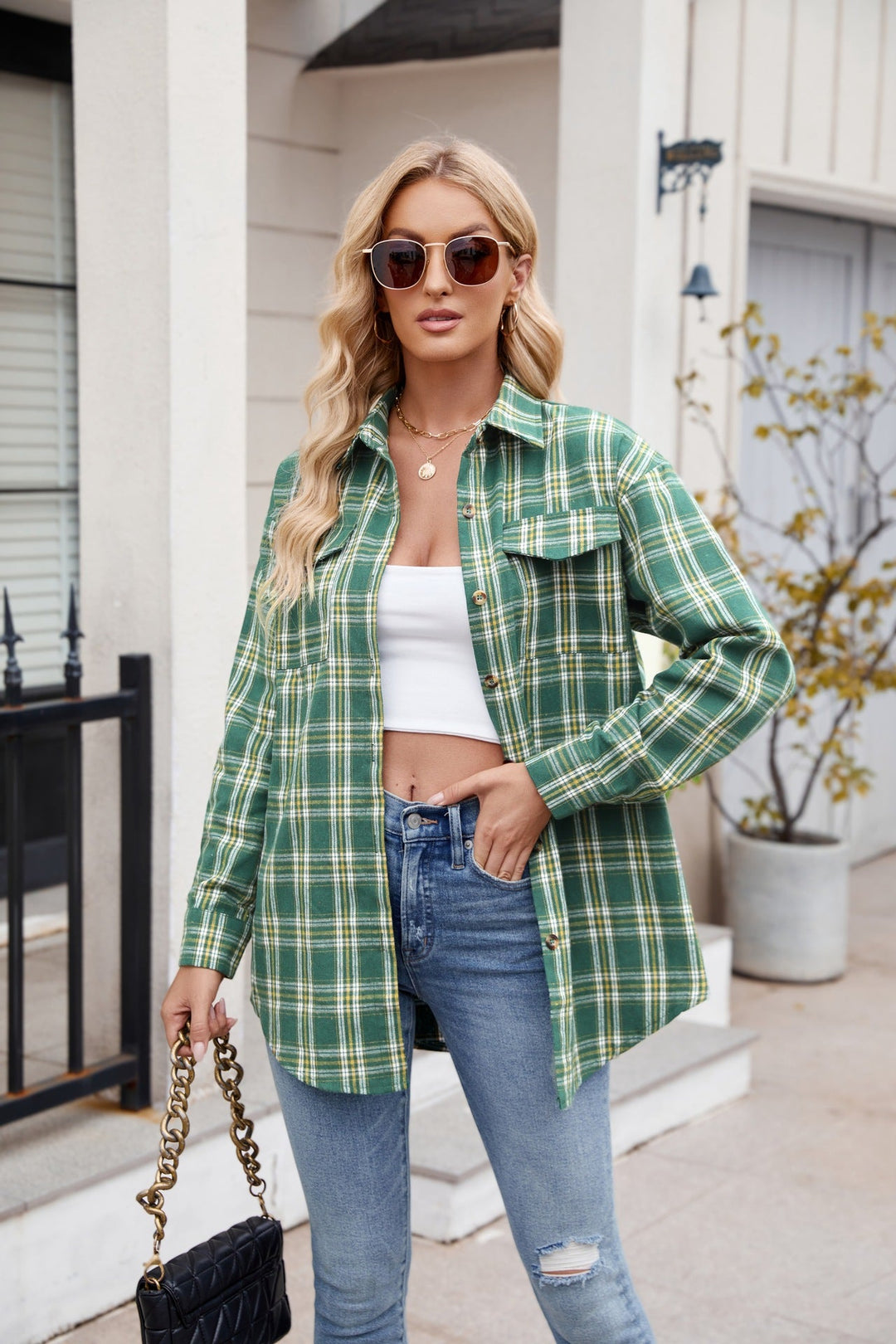 Mandy Plaid Button Up Long Sleeve Shirt - SharpDuds