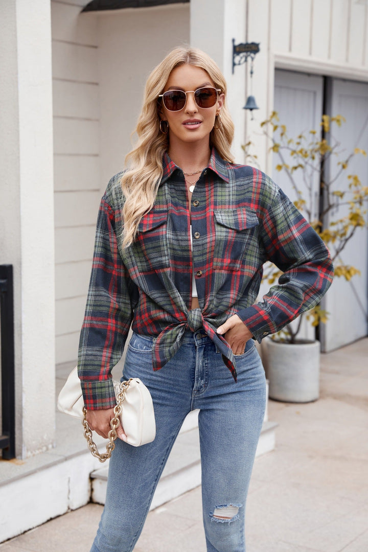 Mandy Plaid Button Up Long Sleeve Shirt - SharpDuds