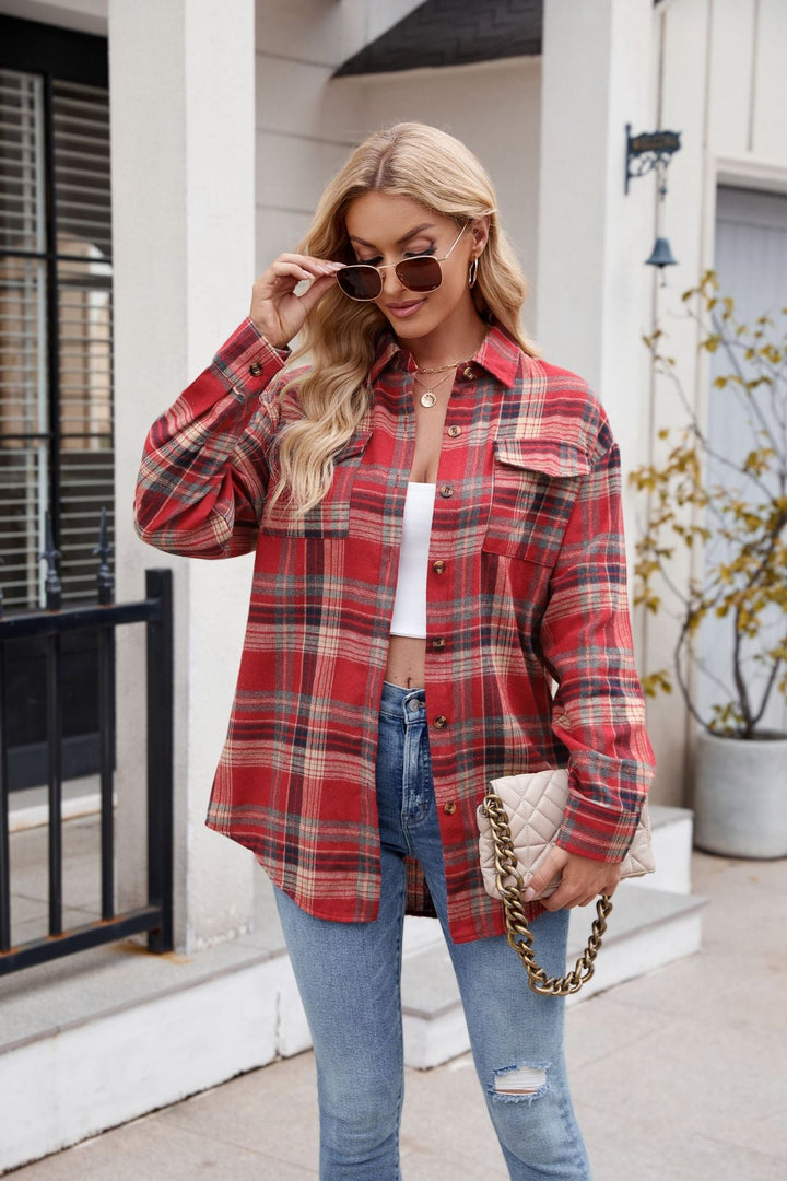 Mandy Plaid Button Up Long Sleeve Shirt - SharpDuds