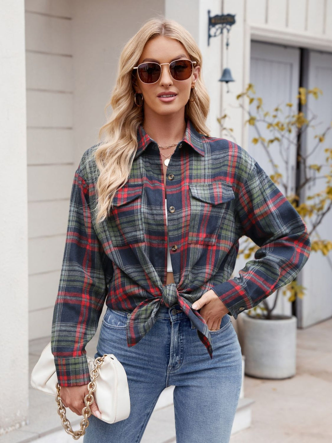 Mandy Plaid Button Up Long Sleeve Shirt - SharpDuds