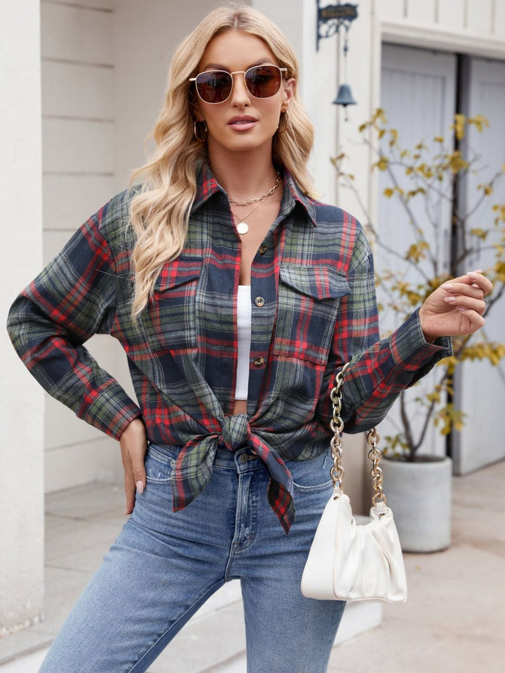 Mandy Plaid Button Up Long Sleeve Shirt - SharpDuds