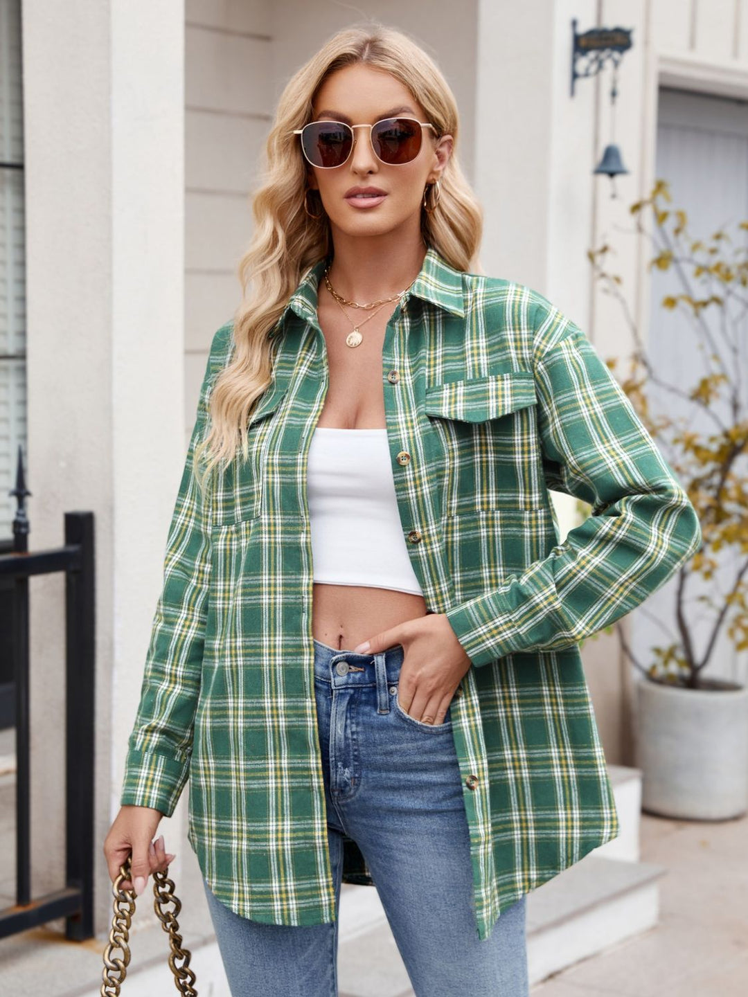 Mandy Plaid Button Up Long Sleeve Shirt - SharpDuds