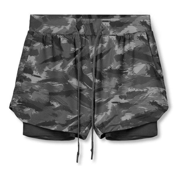 Men's 2-in-1 Shorts Sports Allover Camo Print Drawstring Shorts - www.SharpDuds.com