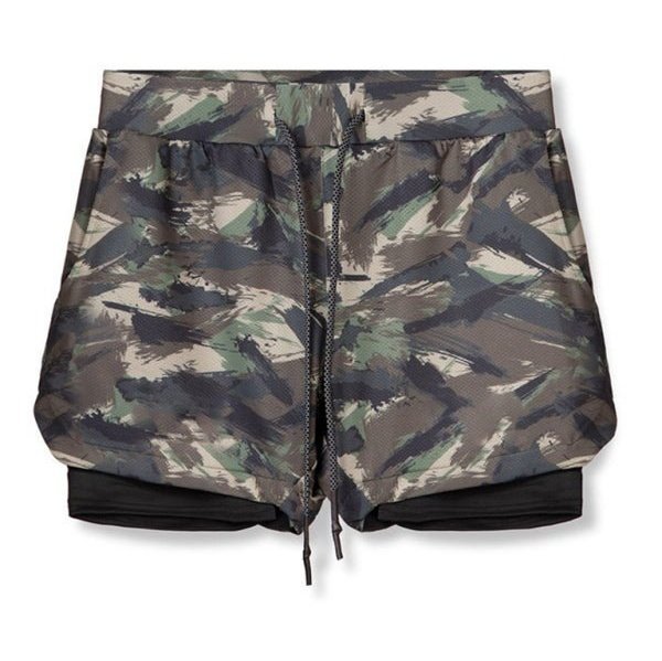 Men's 2-in-1 Shorts Sports Allover Camo Print Drawstring Shorts - www.SharpDuds.com