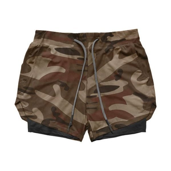 Men's 2-in-1 Shorts Sports Allover Camo Print Drawstring Shorts - www.SharpDuds.com