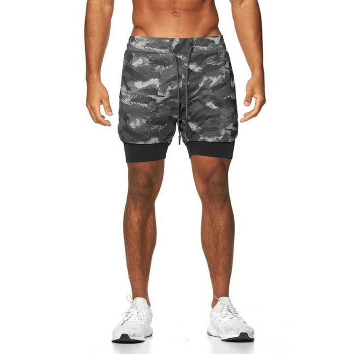 Men's 2-in-1 Shorts Sports Allover Camo Print Drawstring Shorts - www.SharpDuds.com