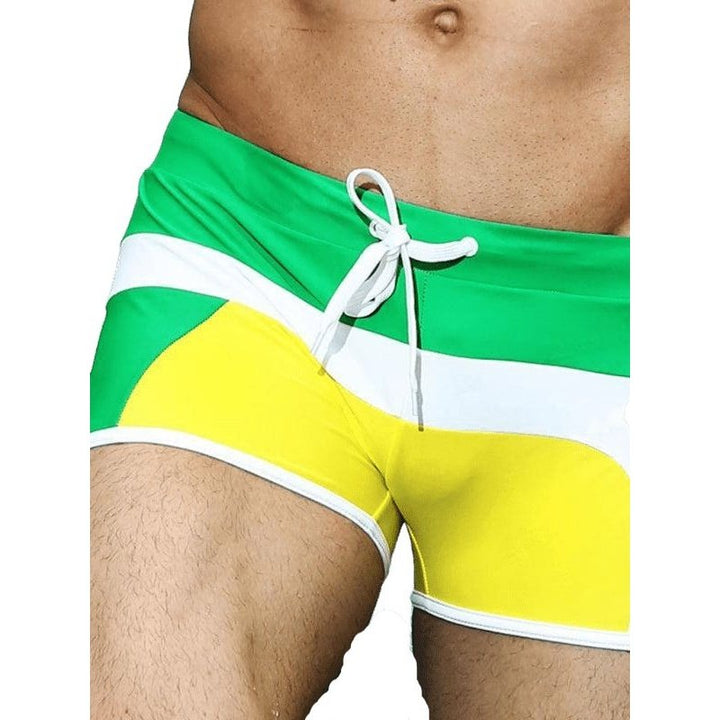 Men's Fashion Contrast Paneling Boxer Swim Shorts - www.SharpDuds.com