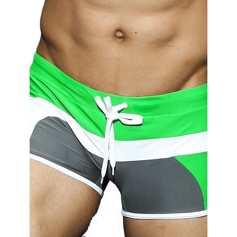 Men's Fashion Contrast Paneling Boxer Swim Shorts - www.SharpDuds.com