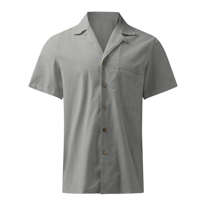 Men's Woven Linen Loose Lapel Shirt - www.SharpDuds.com