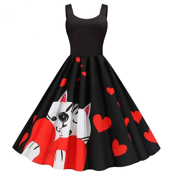 Music Note Print Women Party Dress - www.SharpDuds.com