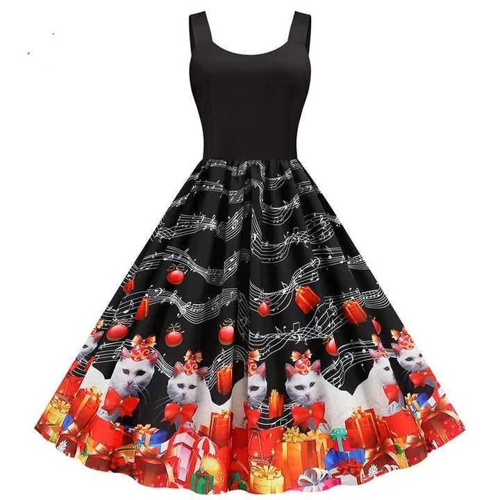 Music Note Print Women Party Dress - www.SharpDuds.com