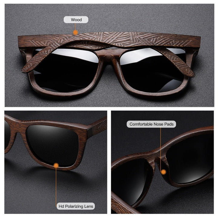 Natural Bamboo Wooden Handmade Sunglasses - www.SharpDuds.com