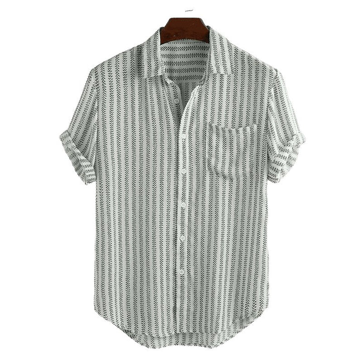 New Men's Printed Design Short Sleeves Button Down Shirt - www.SharpDuds.com