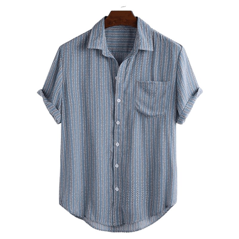 New Men's Printed Design Short Sleeves Button Down Shirt - www.SharpDuds.com