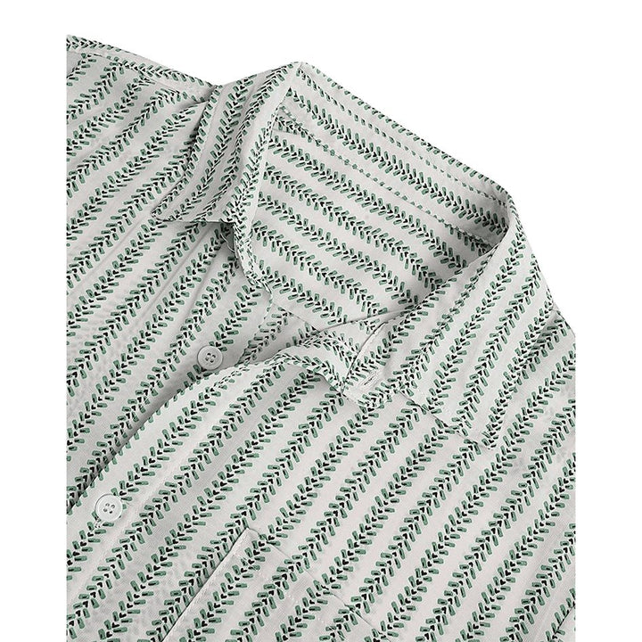 New Men's Printed Design Short Sleeves Button Down Shirt - www.SharpDuds.com