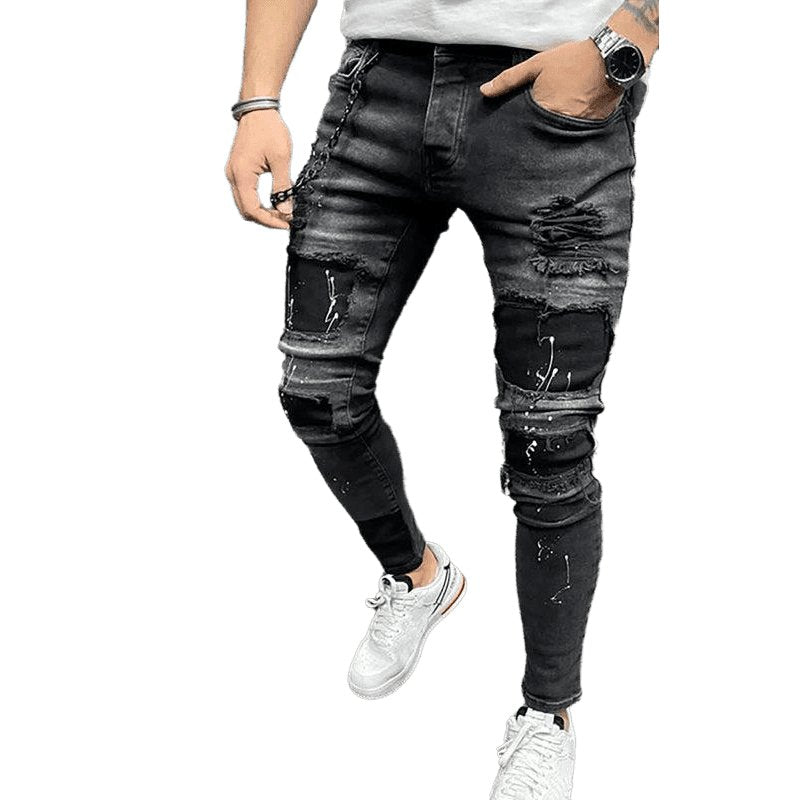 New Mid Waist Ripped Slim Jeans - www.SharpDuds.com