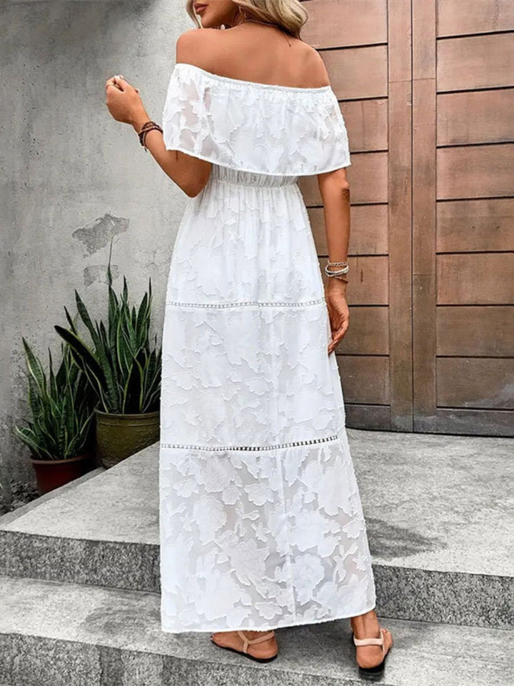 Off - Shoulder Short Sleeve Maxi Dress - SharpDuds