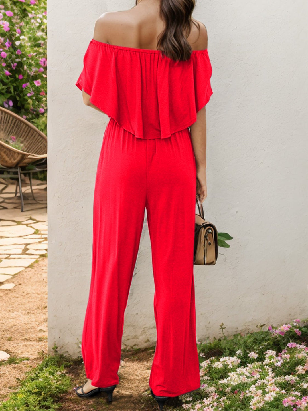 Off - Shoulder Wide Leg Jumpsuit - SharpDuds