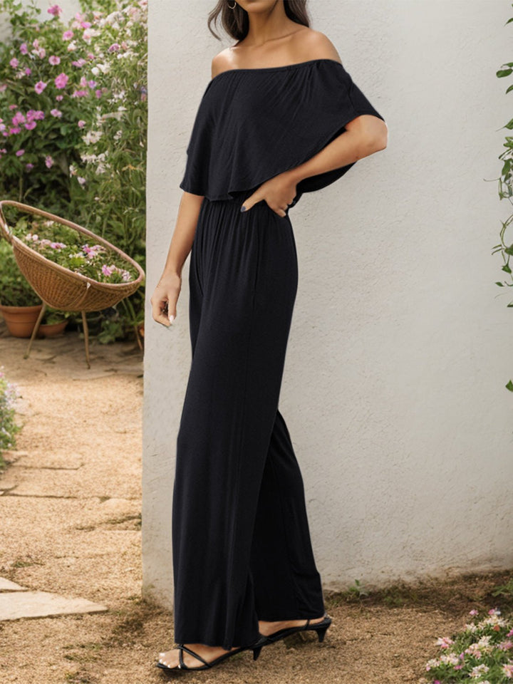 Off - Shoulder Wide Leg Jumpsuit - SharpDuds