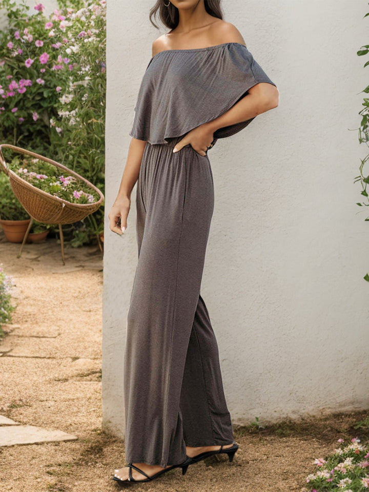 Off - Shoulder Wide Leg Jumpsuit - SharpDuds