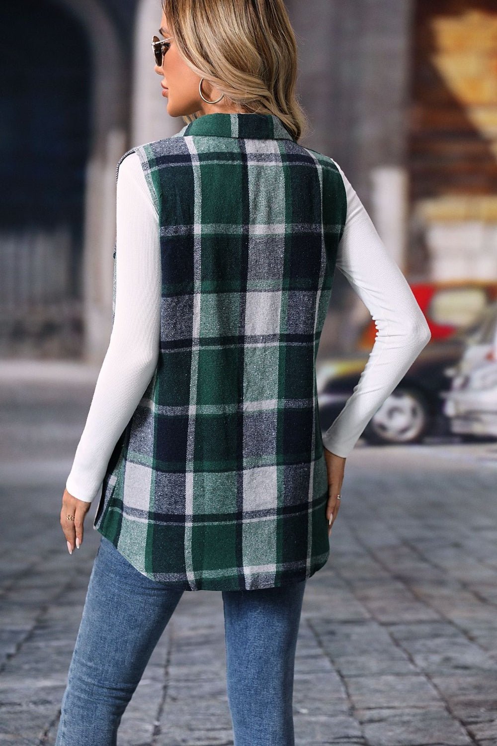 Plaid Button Up Vest Coat - SharpDuds