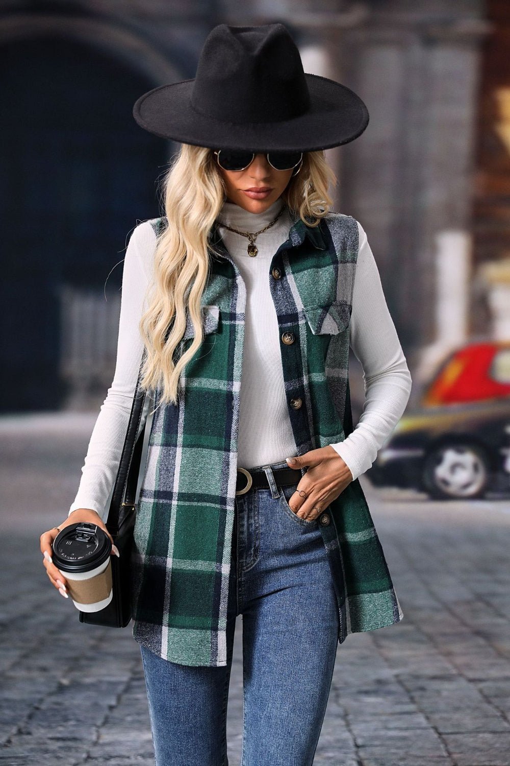 Plaid Button Up Vest Coat - SharpDuds