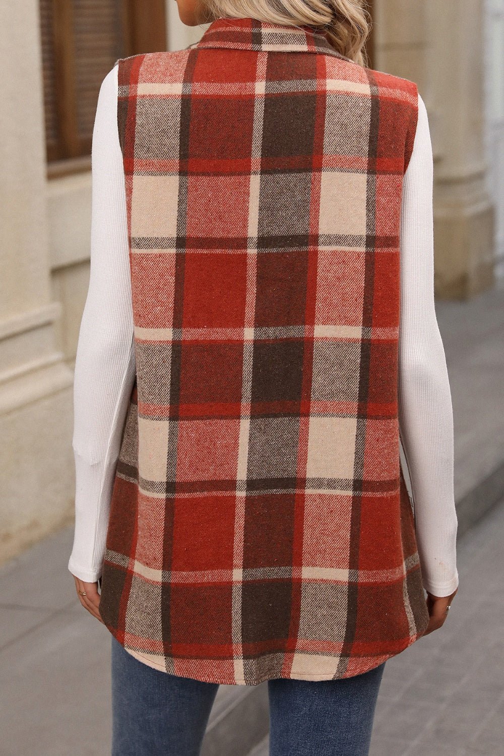 Plaid Button Up Vest Coat - SharpDuds