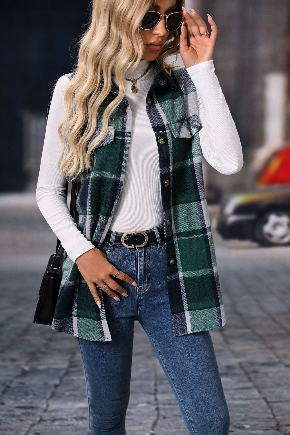 Plaid Button Up Vest Coat - SharpDuds