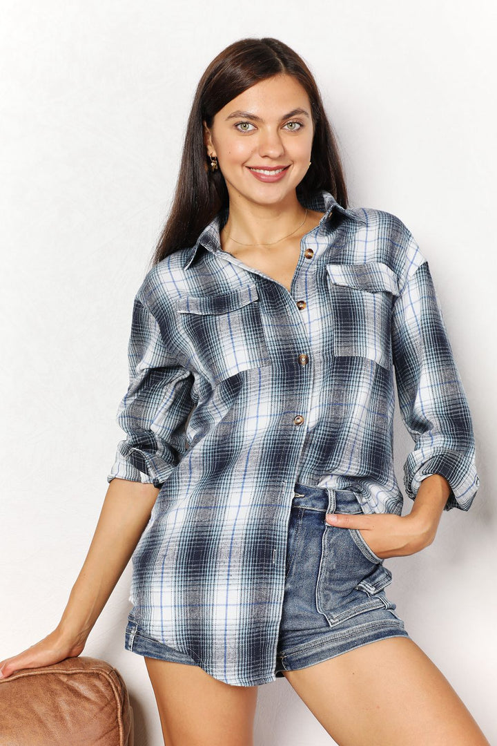 Plaid Dropped Shoulder Shirt - SharpDuds