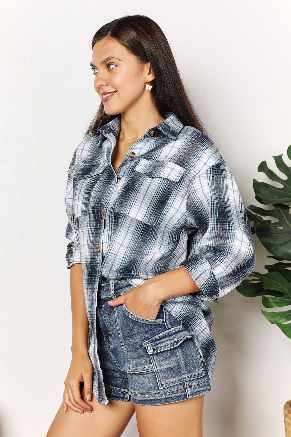 Plaid Dropped Shoulder Shirt - SharpDuds